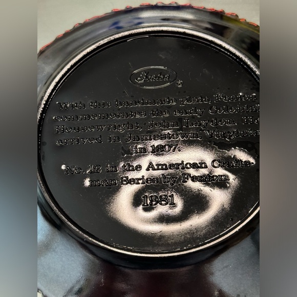 Fenton Carnival glass No. 12 In The American Craftsman Series 1981 Plate - Picture 5 of 5